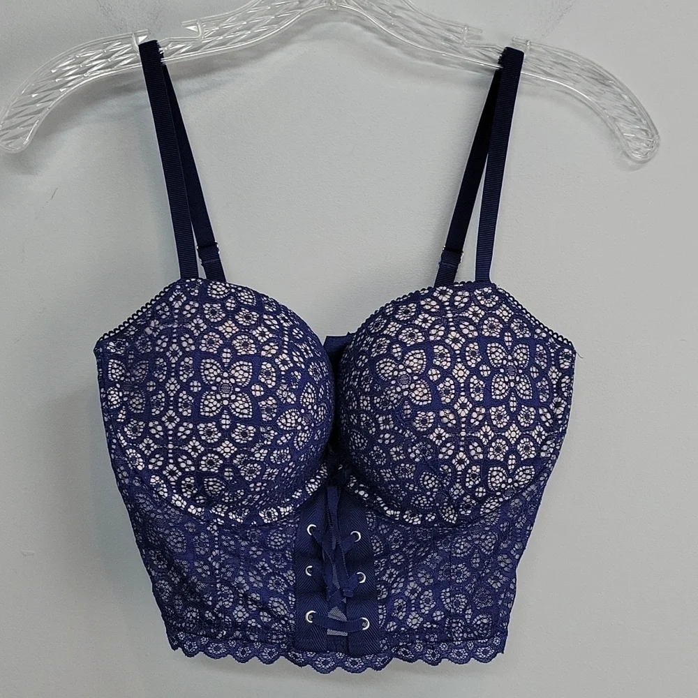 Victoria's Secret navy blue lace Corset Bra - Picture 1 of 10